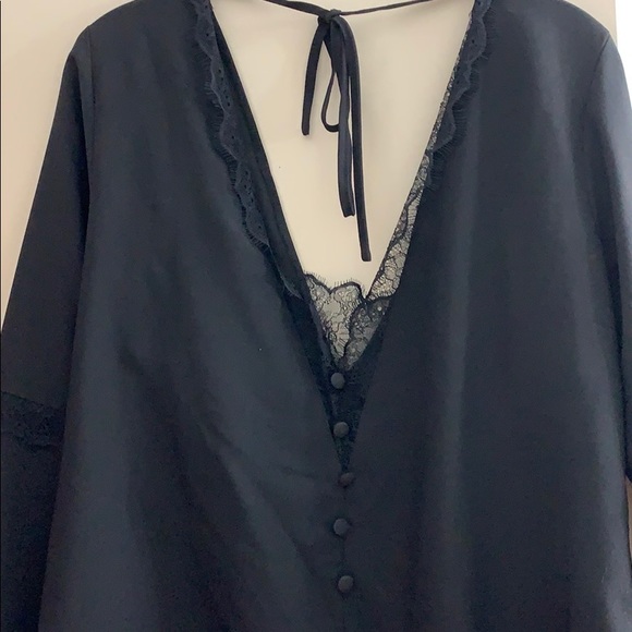 ASOS DESIGN Plunge Lace Long Sleeve Top - Picture 4 of 5